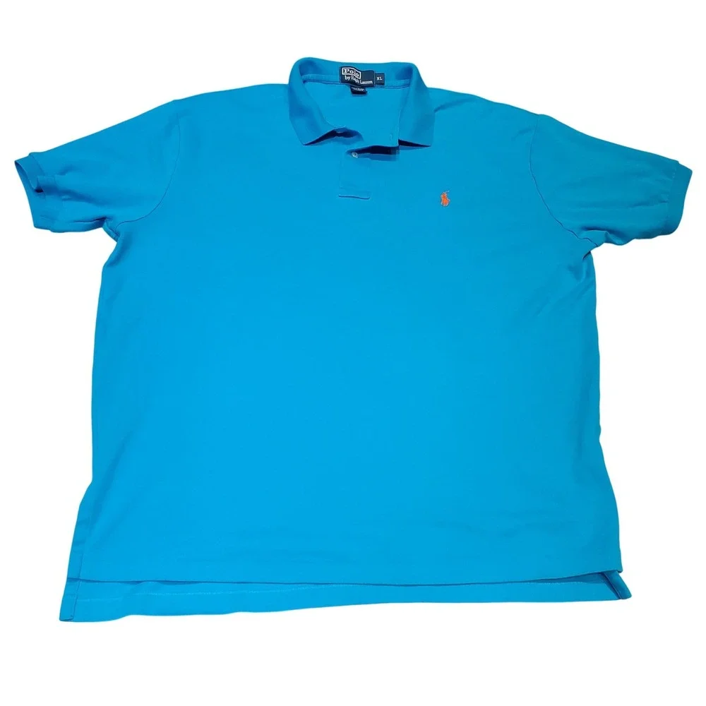 VTG 90s Polo Ralph Lauren Men's XL Blue Polo Shirt Made in Sri Lanka 100% Cotton